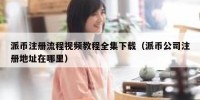 派币注册流程视频教程全集下载（派币公司注册地址在哪里）