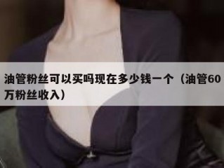 油管粉丝可以买吗现在多少钱一个（油管60万粉丝收入）