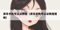 派币手机号认证教程（派币手机号认证教程视频）