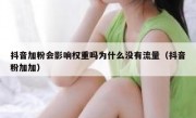 抖音加粉会影响权重吗为什么没有流量（抖音粉加加）