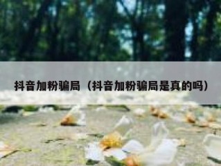 抖音加粉骗局（抖音加粉骗局是真的吗）