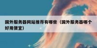 国外服务器网站推荐有哪些（国外服务器哪个好用便宜）