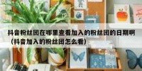 抖音粉丝团在哪里查看加入的粉丝团的日期啊（抖音加入的粉丝团怎么看）