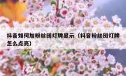 抖音如何加粉丝团灯牌显示（抖音粉丝团灯牌怎么点亮）