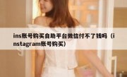 ins账号购买自助平台微信付不了钱吗（instagram账号购买）