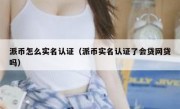 派币怎么实名认证（派币实名认证了会贷网贷吗）