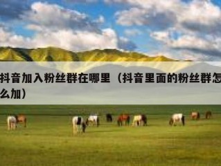 抖音加入粉丝群在哪里（抖音里面的粉丝群怎么加）