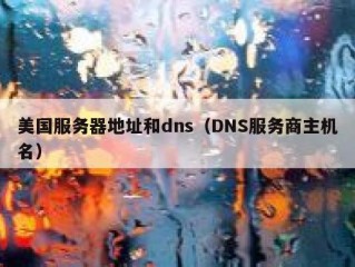 美国服务器地址和dns（DNS服务商主机名）