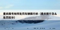 重庆限号如何处罚车辆限行的（重庆限行怎么处罚扣分）