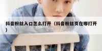 抖音粉丝入口怎么打开（抖音粉丝页在哪打开）