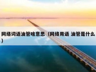 网络词语油管啥意思（网络用语 油管是什么）