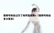 视频号粉丝过万了如何变成黄v（视频号粉丝多少算多）