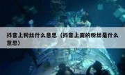 抖音上粉丝什么意思（抖音上面的粉丝是什么意思）