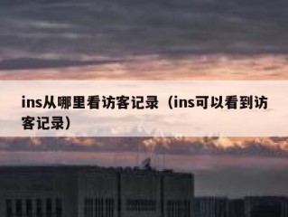 ins从哪里看访客记录（ins可以看到访客记录）