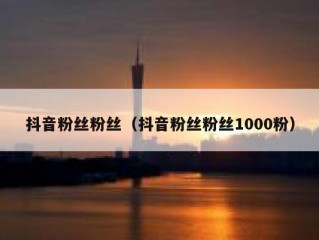 抖音粉丝粉丝（抖音粉丝粉丝1000粉）