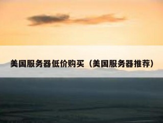 美国服务器低价购买（美国服务器推荐）