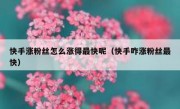 快手涨粉丝怎么涨得最快呢（快手咋涨粉丝最快）