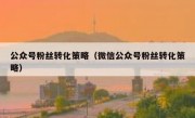 公众号粉丝转化策略（微信公众号粉丝转化策略）