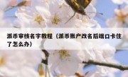 派币审核名字教程（派币账户改名后端口卡住了怎么办）