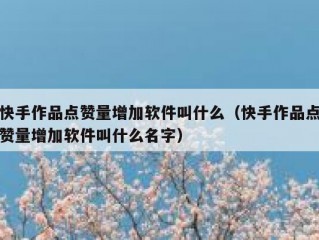 快手作品点赞量增加软件叫什么（快手作品点赞量增加软件叫什么名字）