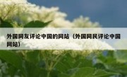 外国网友评论中国的网站（外国网民评论中国网站）