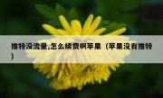 推特没流量,怎么续费啊苹果（苹果没有推特）