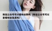 微信公众号可以看粉丝数吗（微信公众号可以查看粉丝信息吗）