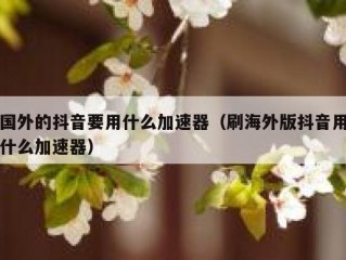 国外的抖音要用什么加速器（刷海外版抖音用什么加速器）