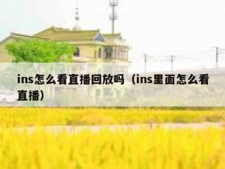 ins怎么看直播回放吗（ins里面怎么看直播）