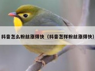 抖音怎么粉丝涨得快（抖音怎样粉丝涨得快）