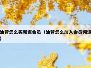 油管怎么买频道会员（油管怎么加入会员频道）
