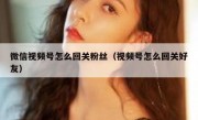 微信视频号怎么回关粉丝（视频号怎么回关好友）