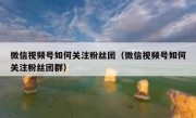 微信视频号如何关注粉丝团（微信视频号如何关注粉丝团群）