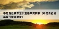 不是自己的车怎么查违章交罚款（不是自己的车查违章哪里查）