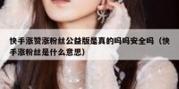 快手涨赞涨粉丝公益版是真的吗吗安全吗（快手涨粉丝是什么意思）