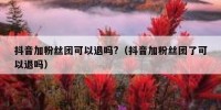 抖音加粉丝团可以退吗?（抖音加粉丝团了可以退吗）