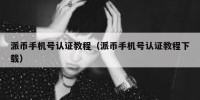 派币手机号认证教程（派币手机号认证教程下载）