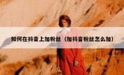 如何在抖音上加粉丝（加抖音粉丝怎么加）