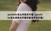 youtube怎么开英文字幕（youtube怎么把英文字幕设置为中文字幕）