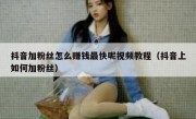 抖音加粉丝怎么赚钱最快呢视频教程（抖音上如何加粉丝）