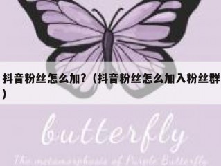 抖音粉丝怎么加?（抖音粉丝怎么加入粉丝群）