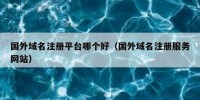 国外域名注册平台哪个好（国外域名注册服务网站）