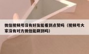 微信视频号没有好友能看到点赞吗（视频号大家没有对方微信能刷到吗）
