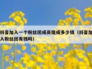 抖音加入一个粉丝团成员提成多少钱（抖音加入粉丝团有钱吗）