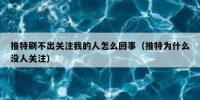 推特刷不出关注我的人怎么回事（推特为什么没人关注）
