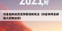 抖音加粉丝团怎样取消掉关注（抖音如何去掉加入的粉丝团）