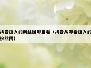 抖音加入的粉丝团哪里看（抖音从哪看加入的粉丝团）