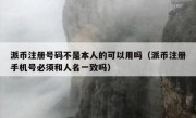 派币注册号码不是本人的可以用吗（派币注册手机号必须和人名一致吗）