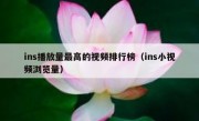 ins播放量最高的视频排行榜（ins小视频浏览量）