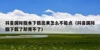 抖音国际版本下载出来怎么不能点（抖音国际版下载了却用不了）